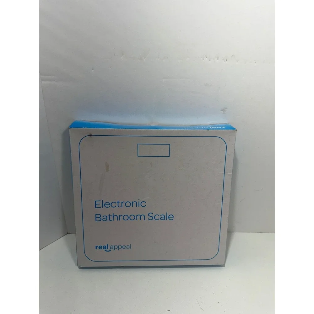 Real Appeal Electronic Bathroom Scale‎ Digital Tempered Glass New in Box Blue